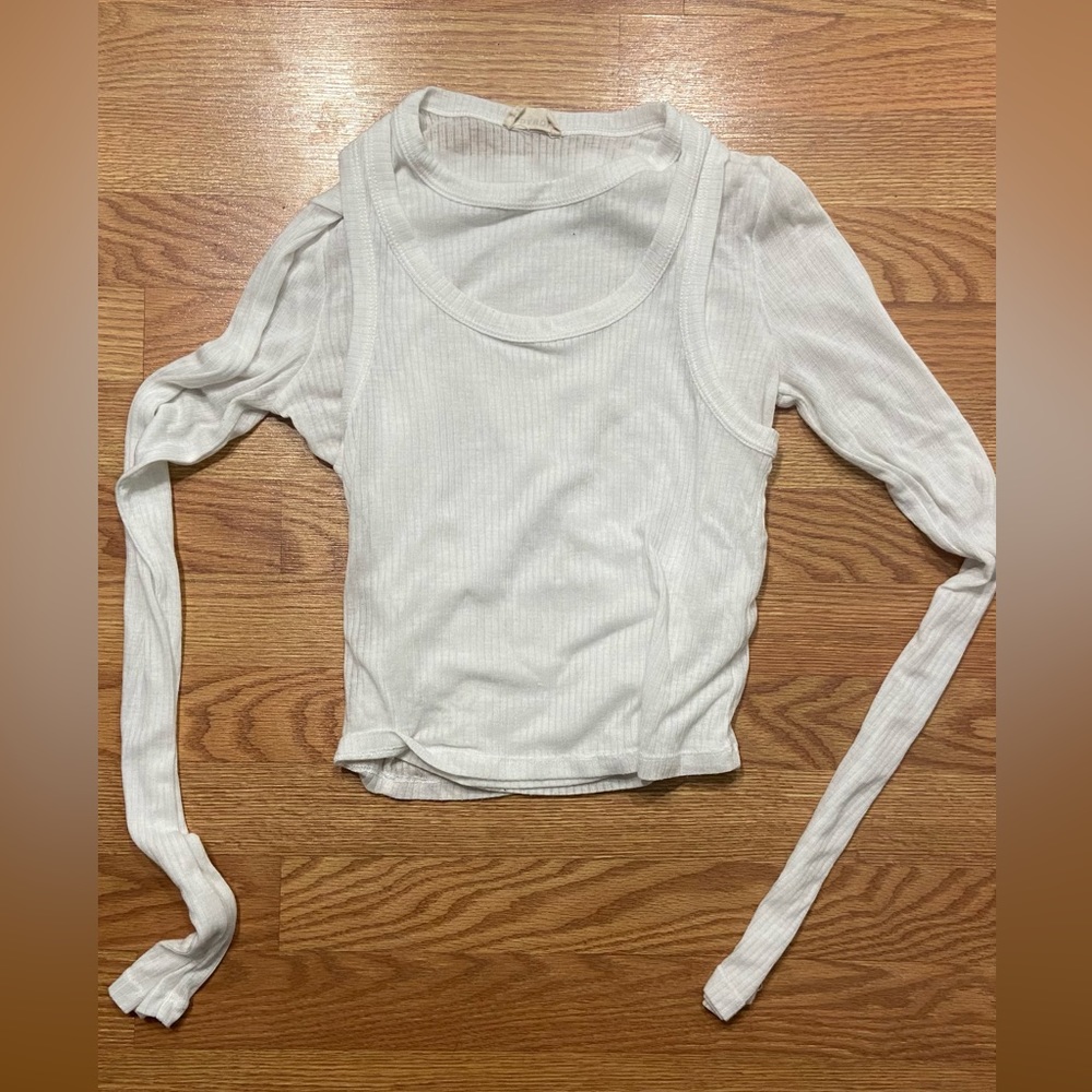 adanola white rib layering top worn once